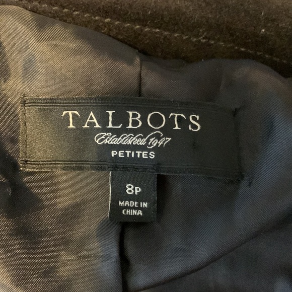 Talbots black velvet riding coat blazer size 8 petite 1 button button pockets - Picture 10 of 10